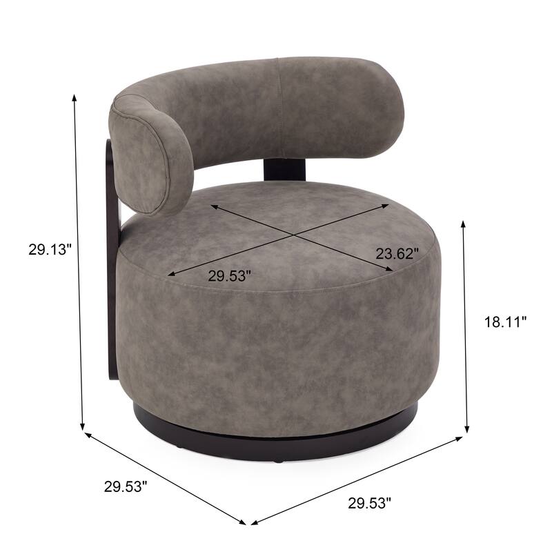 Christopher Knight Home -Modern PU Upholstered Swivel Club Chair with Wooden Base
