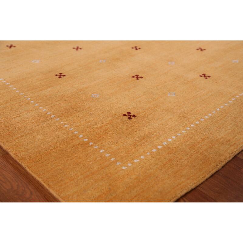 Hand Knotted Oriental 100% Wool Carpet Tribal Tribal Yellow & Gold Gabbeh Area Rug - 6' 3'' X 4' 7''