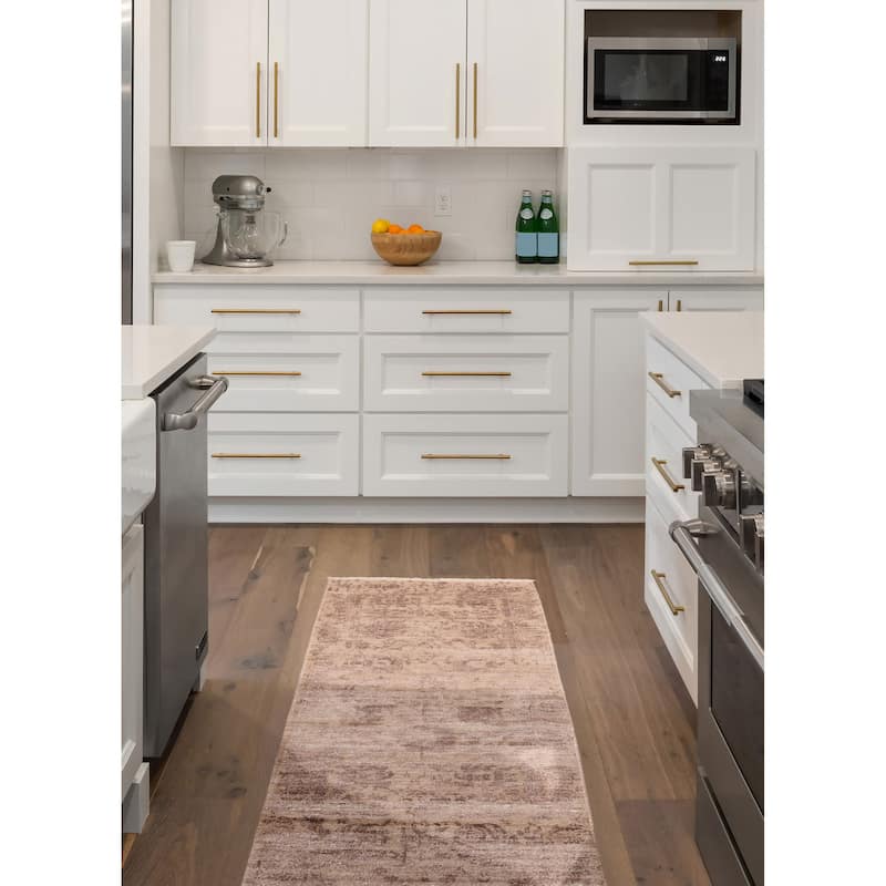 ECARPETGALLERY Hand-knotted Heritage Tan Silk, Wool Rug - 2'6 x 12'4