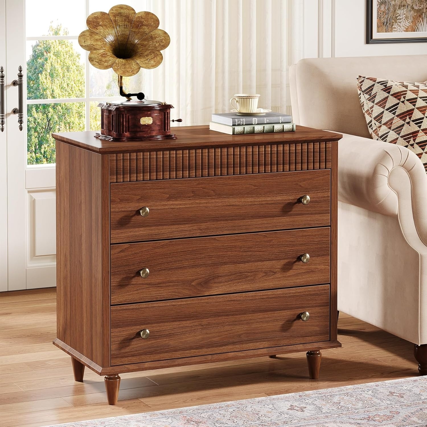 31.5" Oversized Nightstand with 3 Drawers, Storage End/Bedside Table for Bedroom & Home
