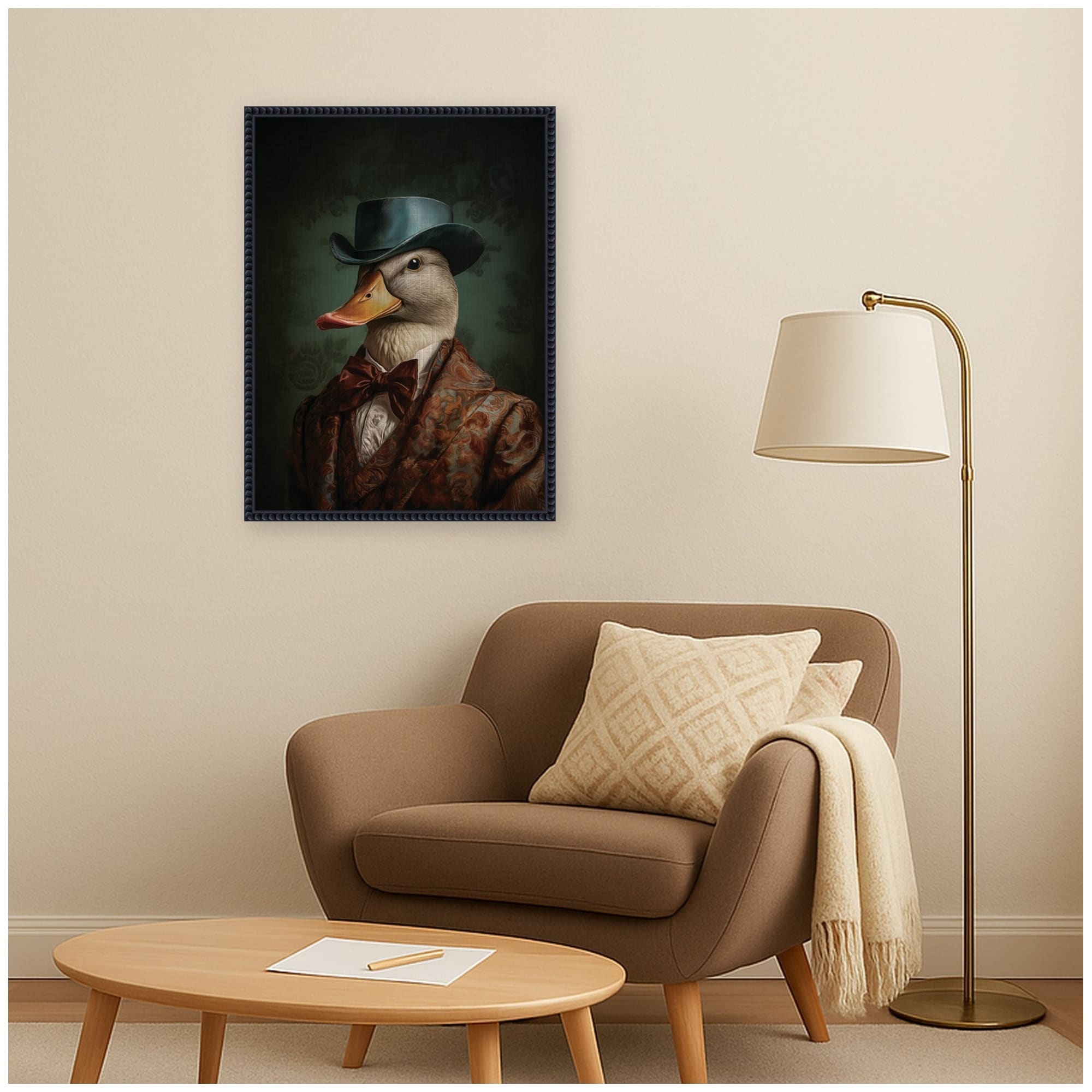 Kate and Laurel Regal Portrait of a Duck by The Creative Bunch Studio Framed Canvas Wall Art Print