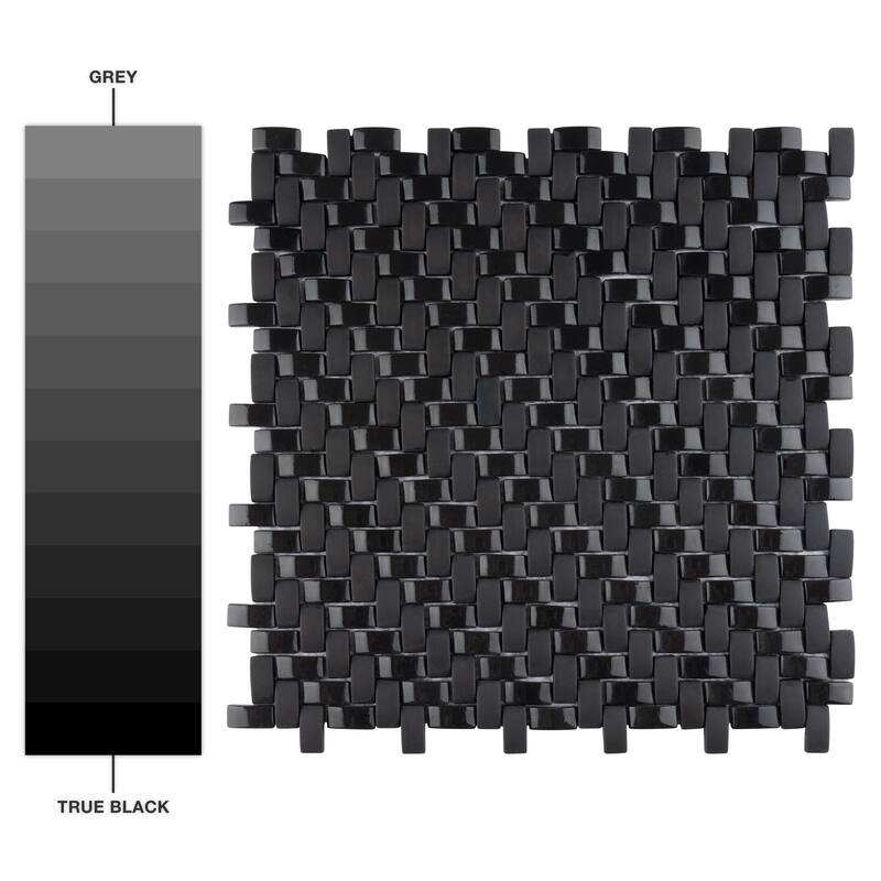 Merola Tile Expressions Weave Black 12-1/4" x 12-1/4" Glass Floor and Wall Tile