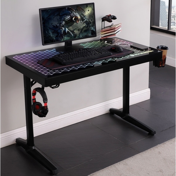Glass desk outlet with led lights