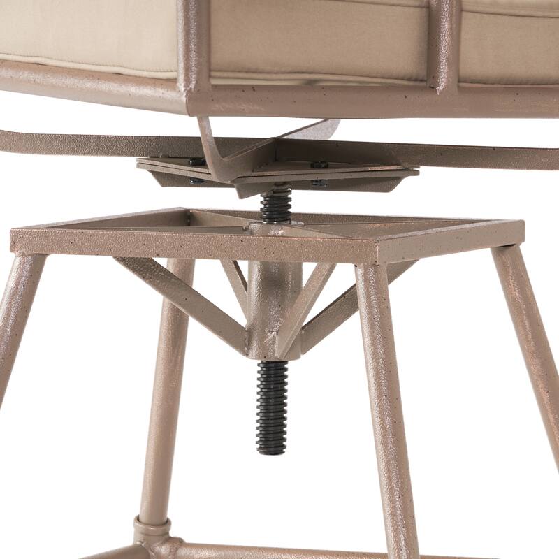 Outdoor Patio Swivel Barstool Adjustable Stool Height with Upholstered and Arm Barstool, Metal Frame Bar Chair