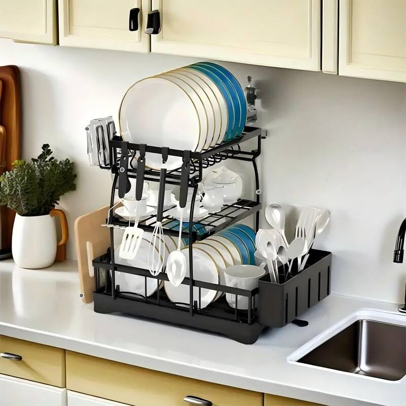 3-Layer Dish Drying Rack,Plate Racks,Dishes Holder for Kitchen Counter