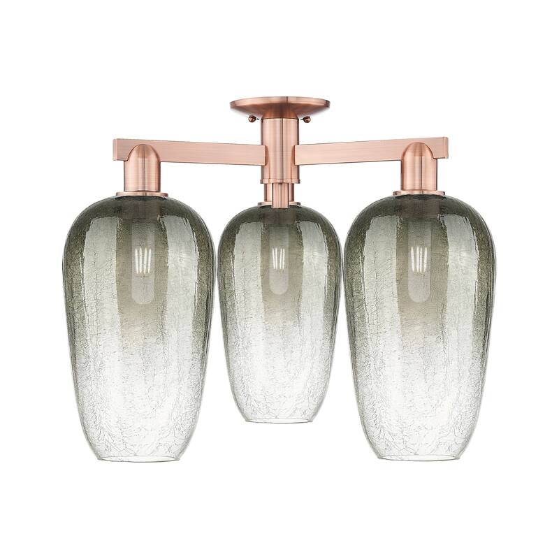 Innovations Lighting Downtown Urban - Brookhaven Flute - 3 Light 25" Semi-Flush Mount