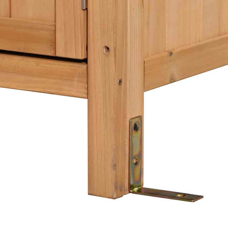 45" Fir Wood Outdoor Potting Bench with Hutch, Cabinets, and Drawers