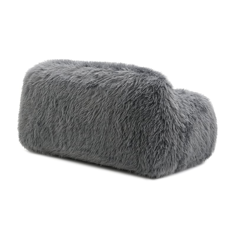 Furniture of America Cynra Modern 66-inch Faux Fur Loveseat with Ball Pillow