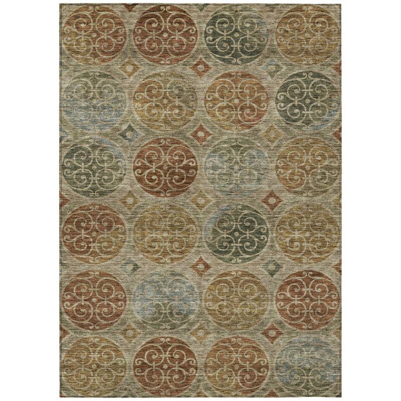 Machine Washable Indoor/ Outdoor Chantille Vintage Medallions Rug