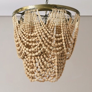 2-Tier Draped Wood Bead Chandelier