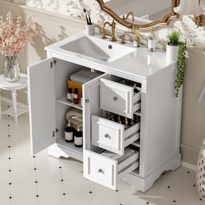36'' transitional bathroom vanity with ceramic sink