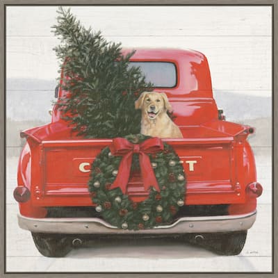Christmas in the Heartland IV Dog by James Wiens Framed Canvas Wall Art