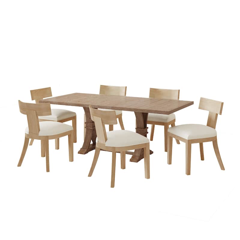 Fescue Fabric and Rubberwood 7 Piece Dining Set by Christopher Knight Home