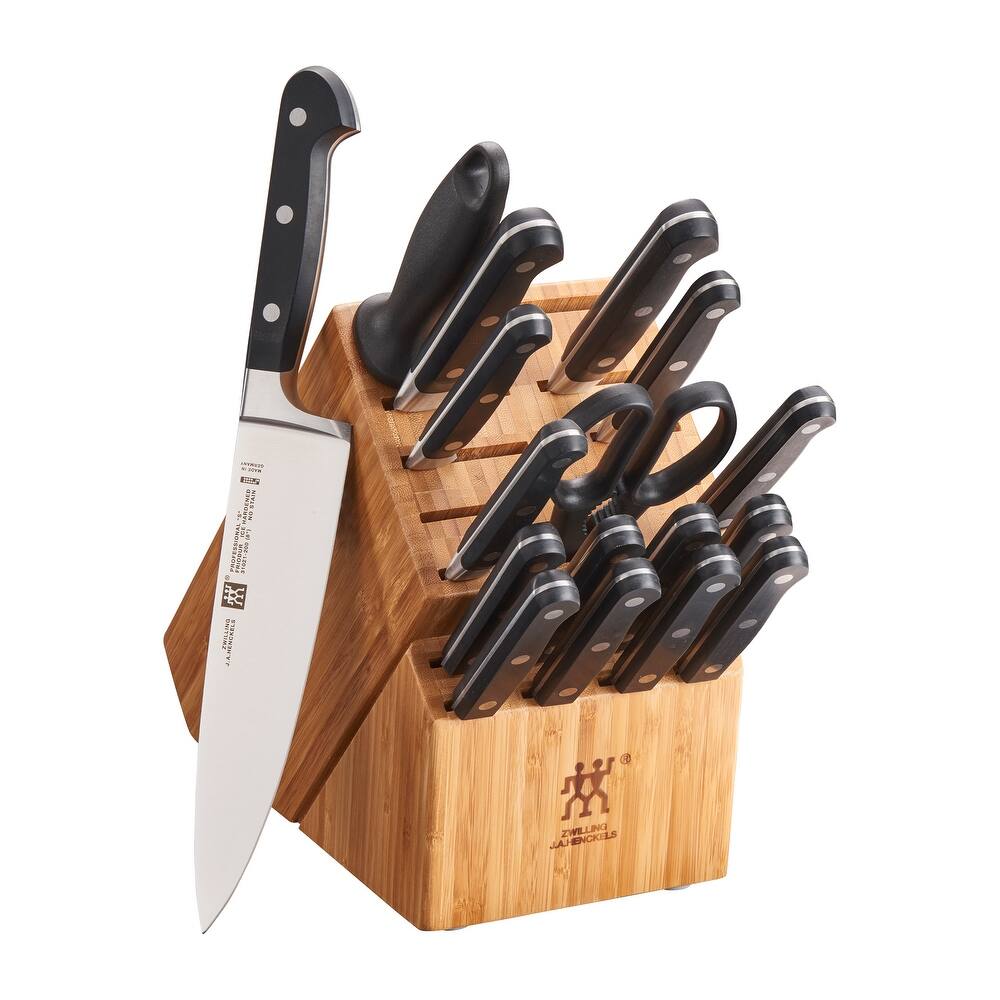 ZWILLING Professional S 18-Piece Knife Block Set, Chef Knife, Serrated Utility Knife, Steak Knife Set, Black - 18-pc