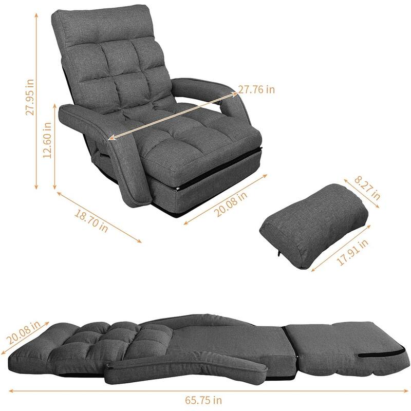 Adjustable 6-Position Floor Chair Folding Lazy Gaming Sofa,Indoor Chaise Lounge Sofa