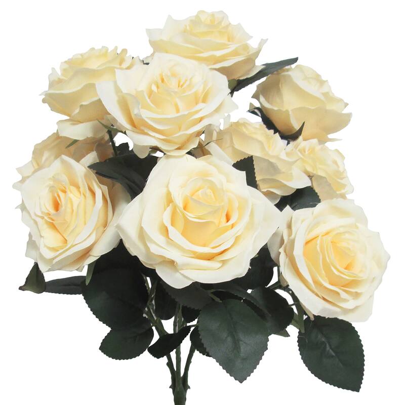 Set of 2 Artificial Queen Rose Flower Stem Bush Bouquet 18in