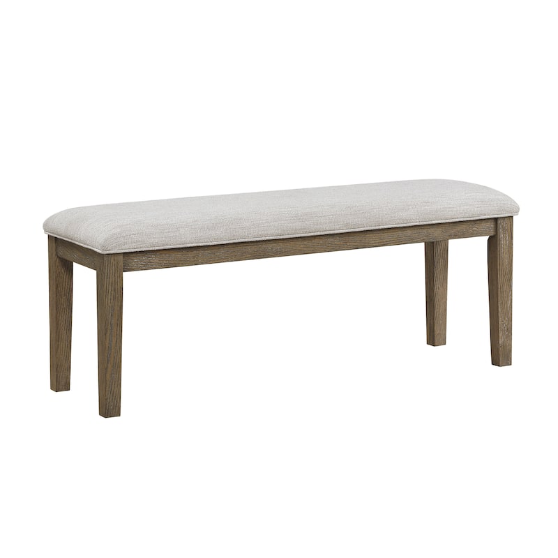 6pcs Dining Furniture Set Table Chairs Bench Upholstered Seat Cushion Light Brown Finish