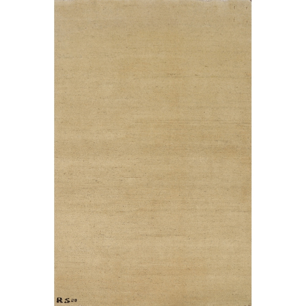 Modern Gabbeh Oriental Foyer Rug Handmade Solid Wool Carpet - 3'0"x 4'10"