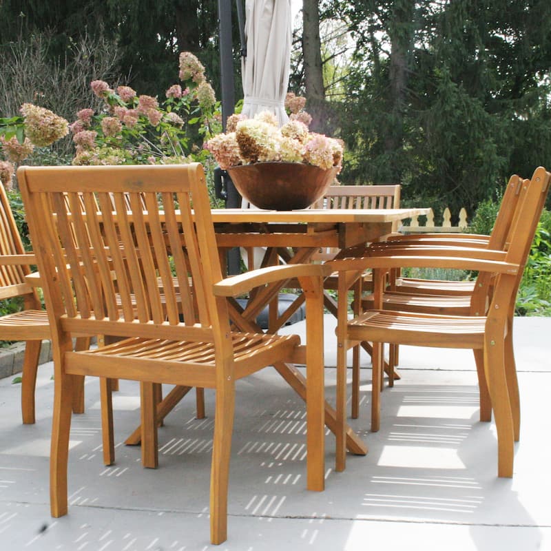 MAISON ARTS Acacia Wood 7/9-Piece Patio Dining Sets, Outdoor Dining Set with Expandable Teak Dining Table and Wooden Chairs