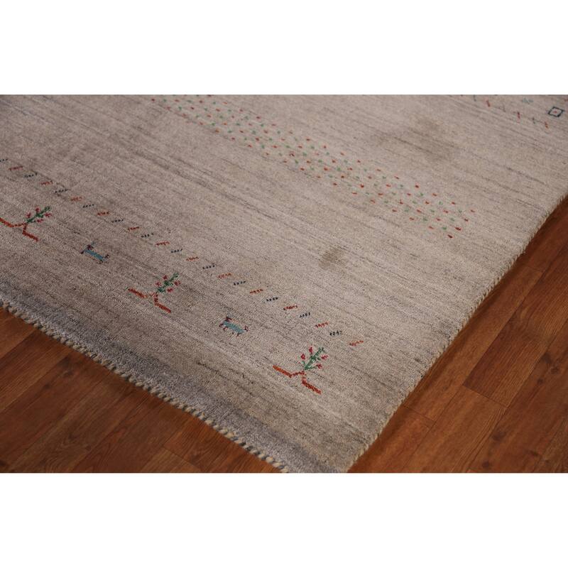 Hand Knotted Oriental 100% Wool Carpet Tribal Animal Pictorial Brown Gabbeh Area Rug - 7' 9'' X 5' 4''
