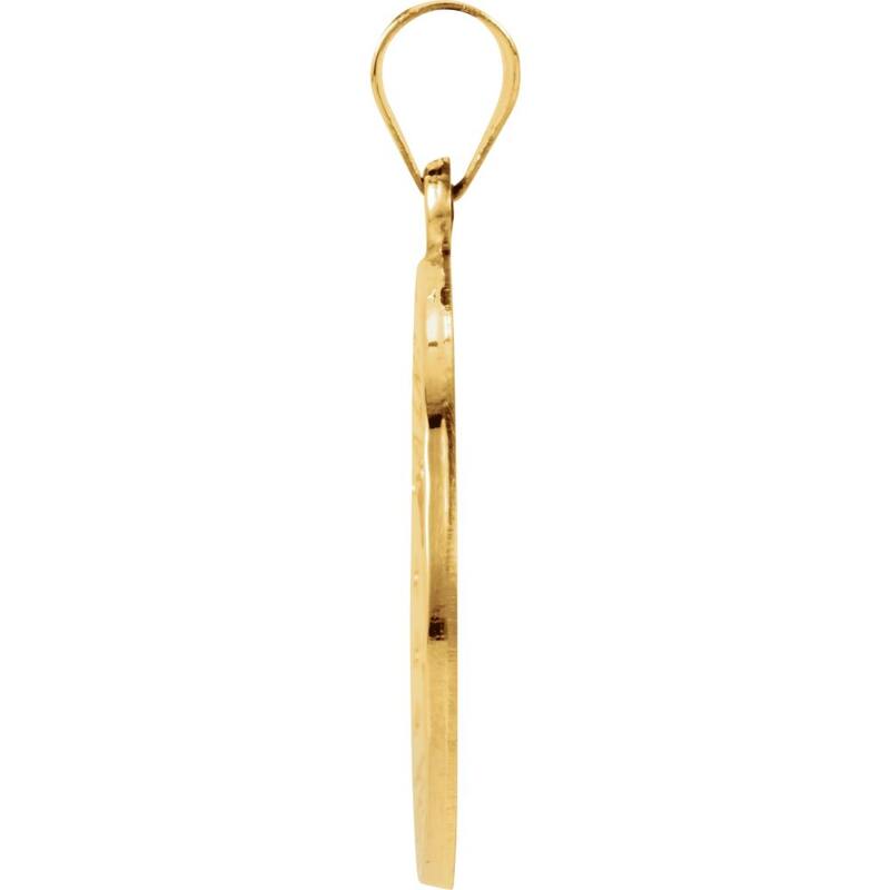 Curata 14k Yellow Gold 22mm Polished Round St. Christopher Medal Pendant Necklace, 16"