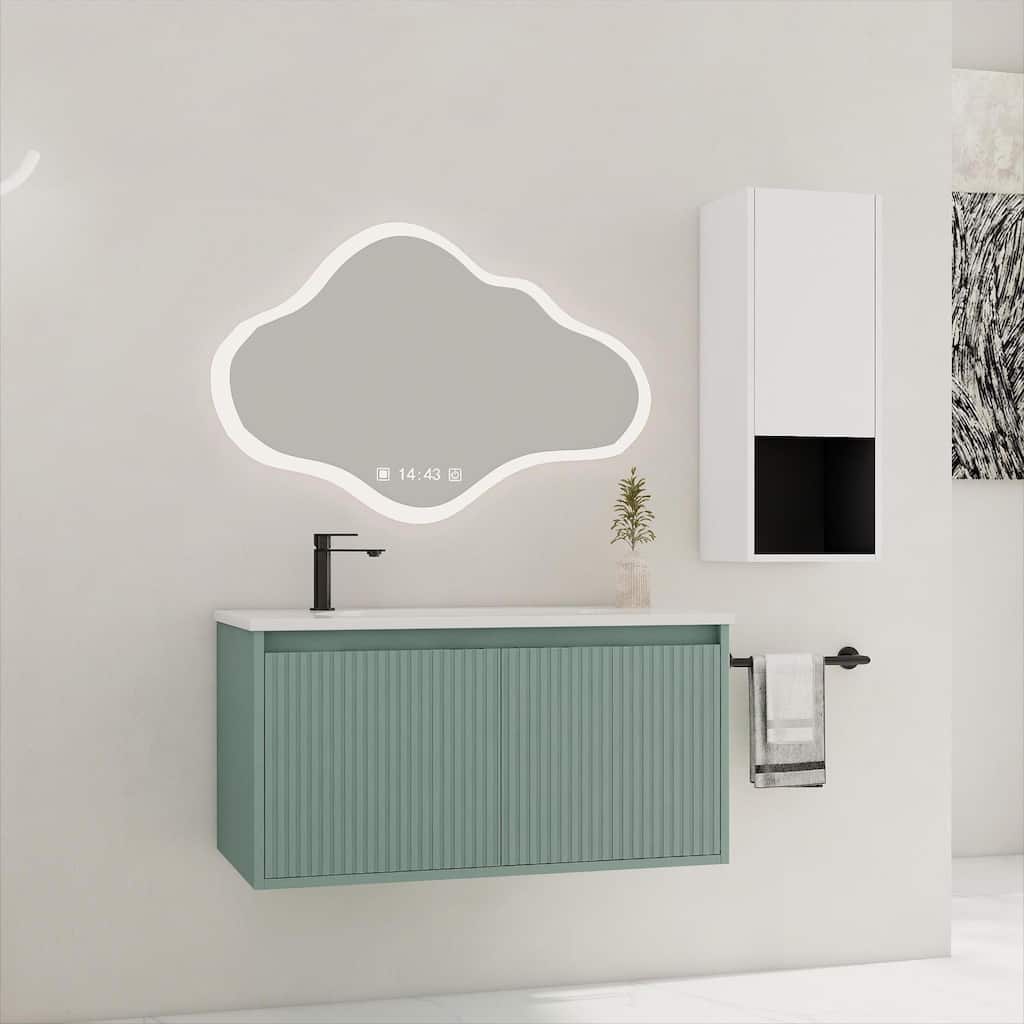 36" Floating Bathroom Vanity with Drop-Shaped Resin Sink