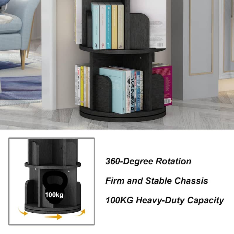 Corner Spinning Book Shelf for Small Space, 4-Tier Bookcase