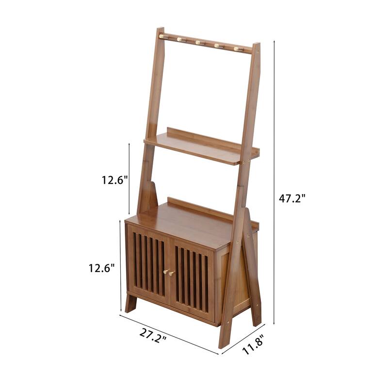 Bamboo Hall Tree with Bench and Shoe Storage