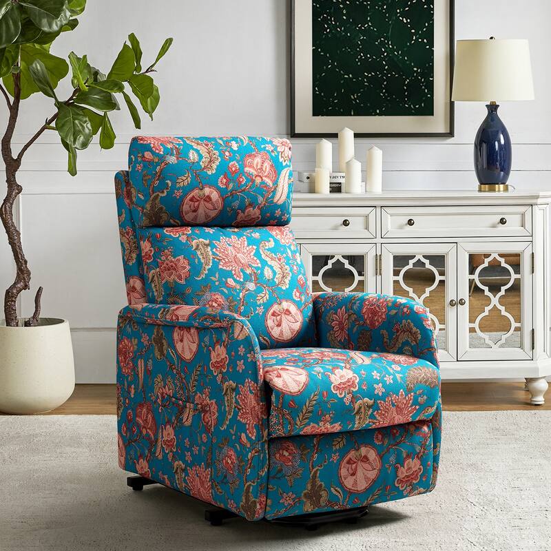 Elisa Mid-century Modern Power Remote Lift Assist Recliner with Metal Base