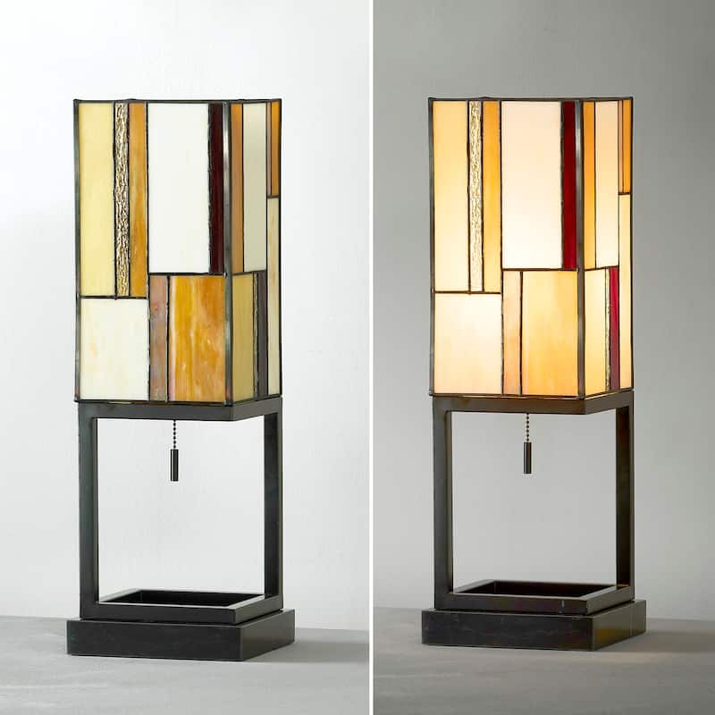 HOMEGLAM Aurae 22" H Modern Tiffany Glass Table Lamp - Warm Tone
