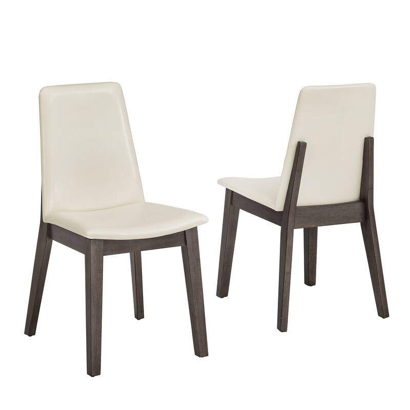 Harstad Wood Finish White Vegan Leather Dining Chair (Set of 2) by iNSPIRE Q Modern - Gray