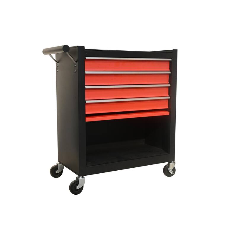 Four drawer rolling toolbox, tool cart with 4 wheels and drawers, large capacity detachable mobile tool storage cabinet