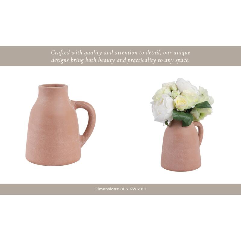 Terracotta Pottery Vase with Handles Rustic Artisan Decorative Accent