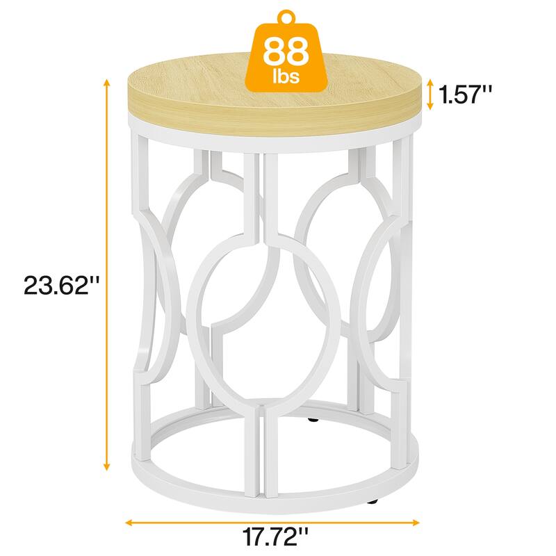 Wood Round End Side Table for Living Room Bedroom