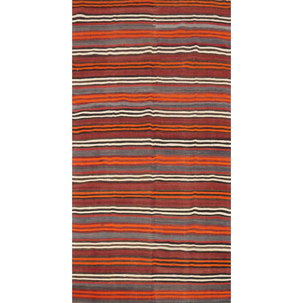 Hand Woven Oriental 100% Wool Carpet Southwestern Geometric Multi-Colored Kilim Area Rug - 9' 0'' X 4' 11''