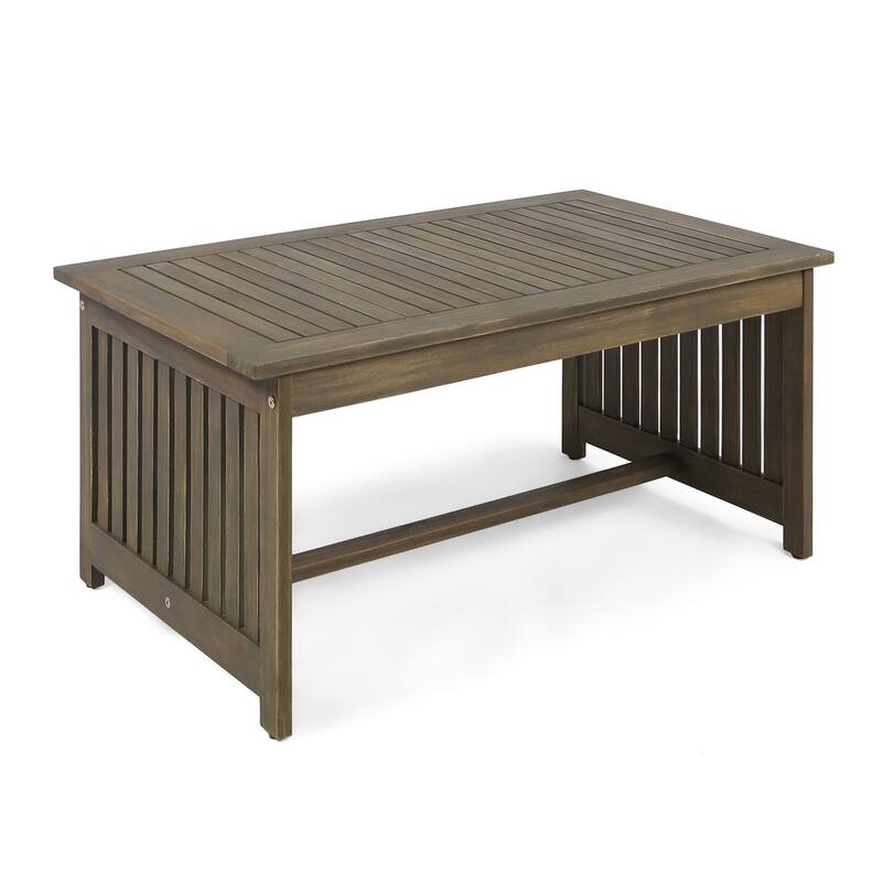 Handcrafted Acacia Wood Coffee Table, 40" L - Rustic Outdoor Design