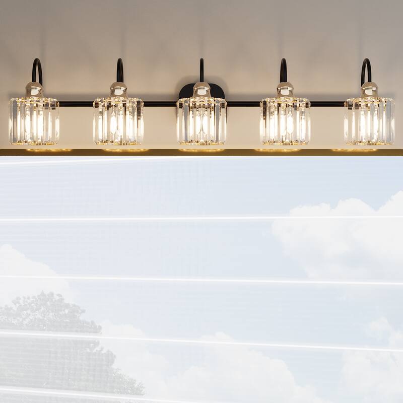 ExBrite Modern Rose Gold Dimmable Bathroom Crystal Vanity Lights