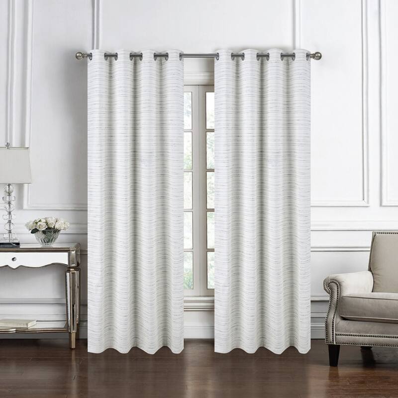 Kensington Striped Texture Window Curtain Panel 84" or 95" - 54" x 84" - White