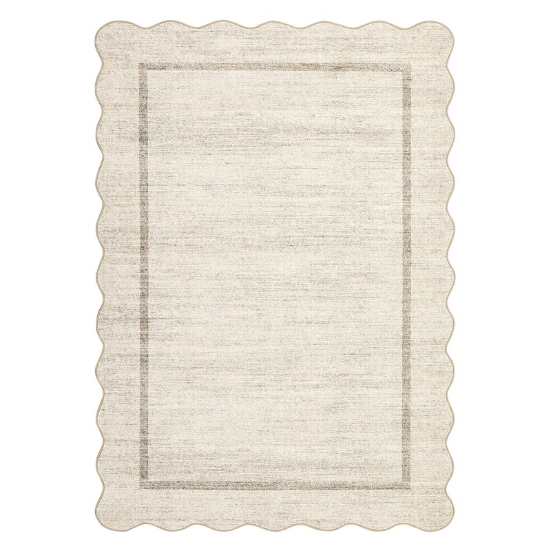 Garvee Scallop Solid Washable Area Rug
