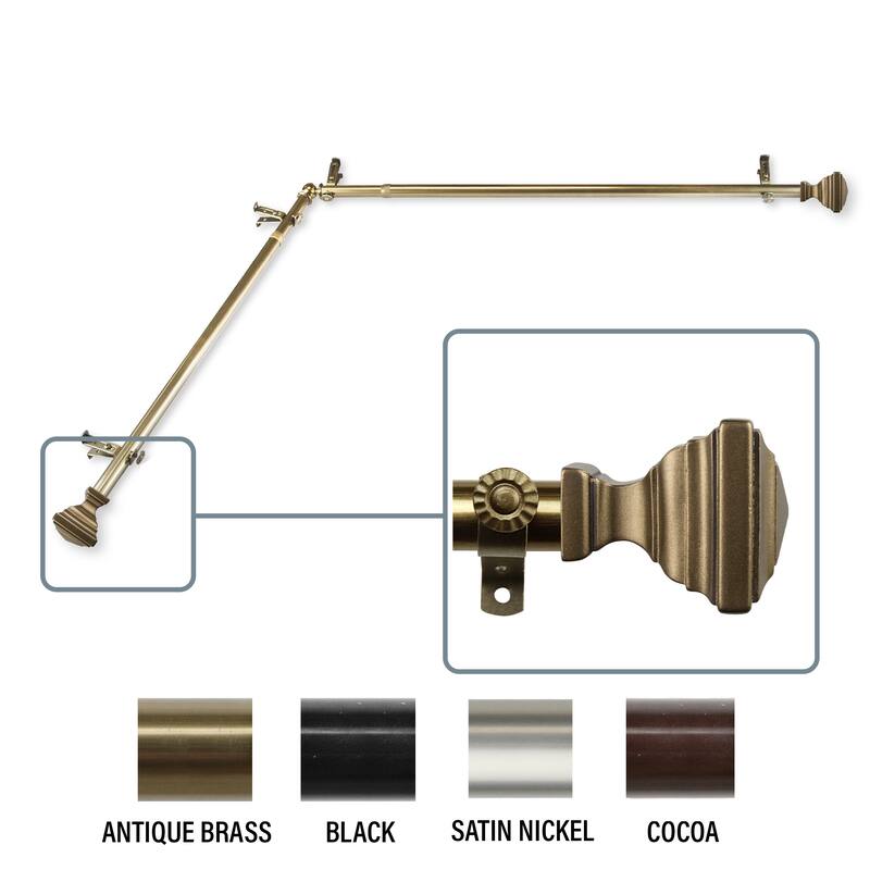 InStyleDesign Saturnino Corner Window Curtain Rod 13/16 inch dia. - 120 to 170 inches - Antique Brass