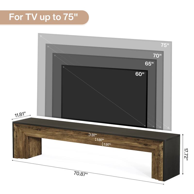 70.9" Extra Long Wooden TV Stand for 75-Inch TVs, Entertainment Center Media Console for Living Room