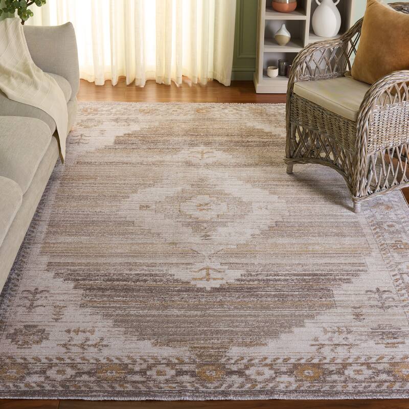 SAFAVIEH Hazel Ljusi Boho Rustic Rug - Beige/Ivory - 6' Square