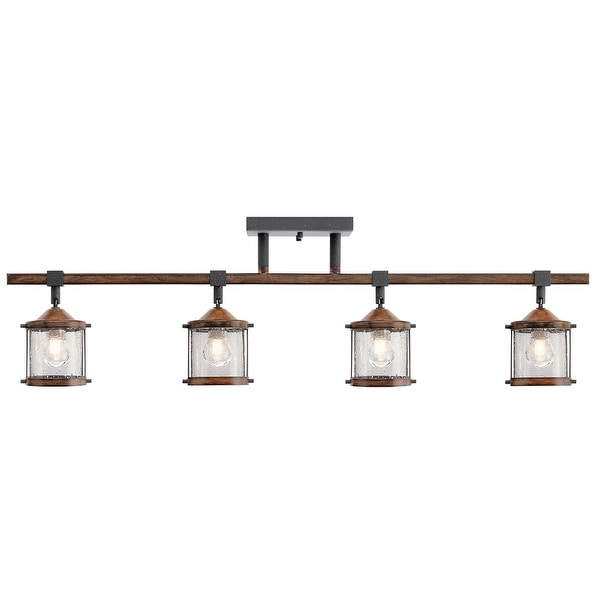 Aztec 4-light Distressed Black/ Aged Wood Flush Mount Fixture. Opens flyout.