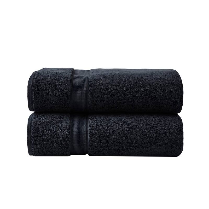 Madison Park Signature 800GSM Ultra-Soft 100% Cotton Absorbent Towel Set - 2-Piece - Black