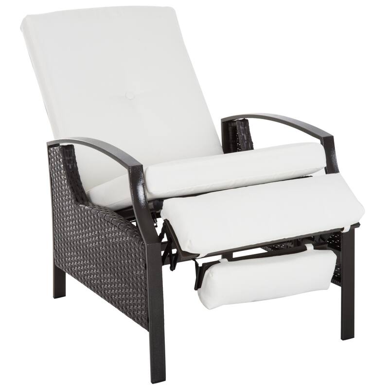 Outsunny Rattan Adjustable Recliner Chair with Hand-Woven All-Weather Wicker for Patio, Outdoor, Garden, Poolside