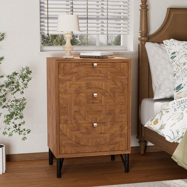 COSIEST Solid Wood Brown Nightstands w Drawers On Sale Bed Bath Beyond 38149334