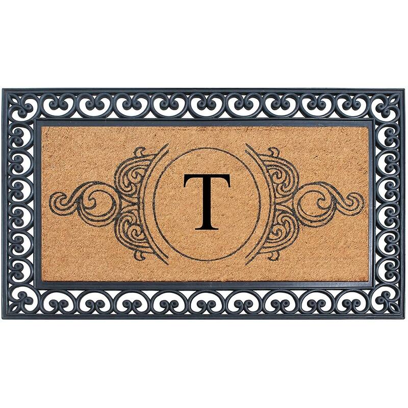 A1HC 30" x 48" Heavy-Duty Rubber & Coir Outdoor Doormat with Copper/Black Border – Large, Non-Slip Backing - T