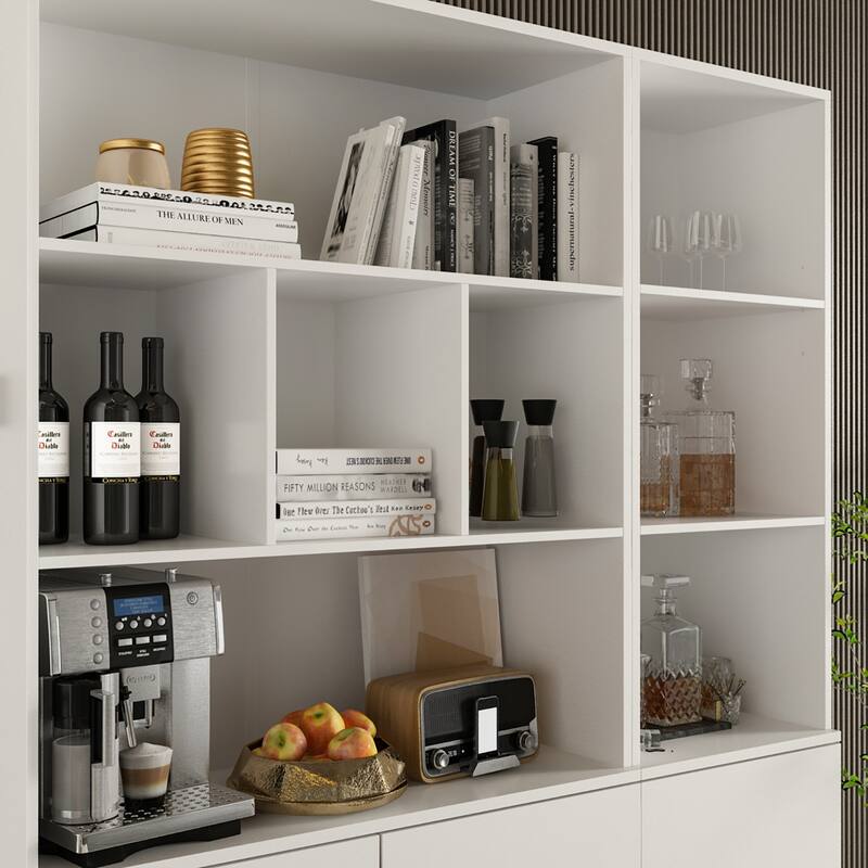 Timechee Combined Bookcase Kitchen Cabinet Display Cabinet Pantry