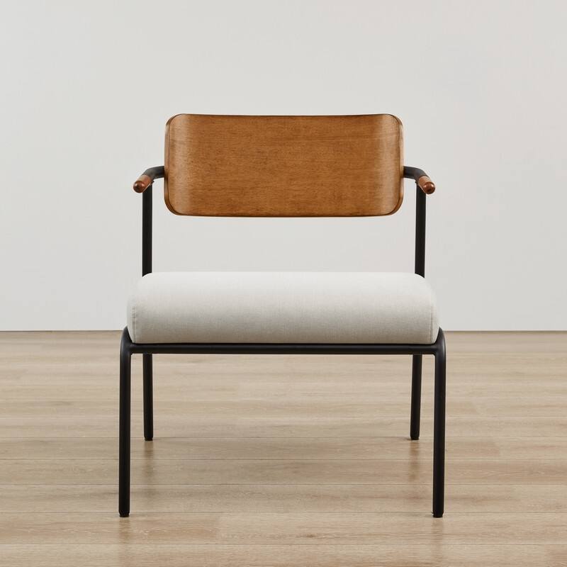 Cassie Upholstered Accent Chair with Metal Frame&Wood Back