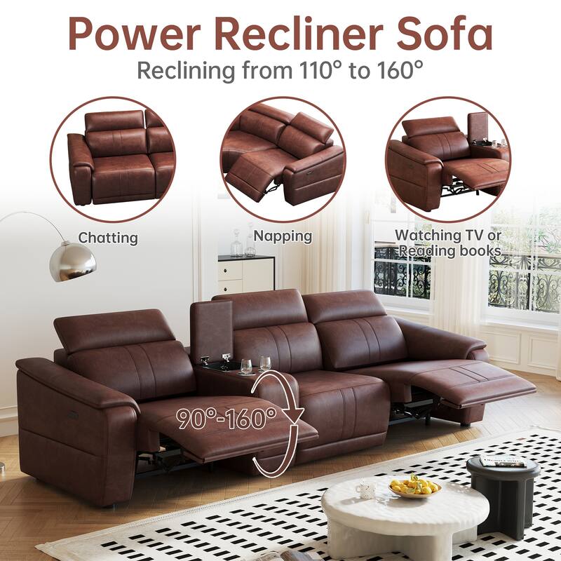 Power Recliner 3-Piece Loveseat Set with Storage Console